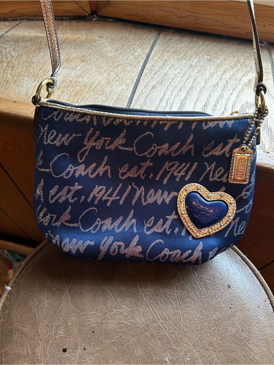 Coach Handbags - Coach Poppy Navy Signature Script Crossbody